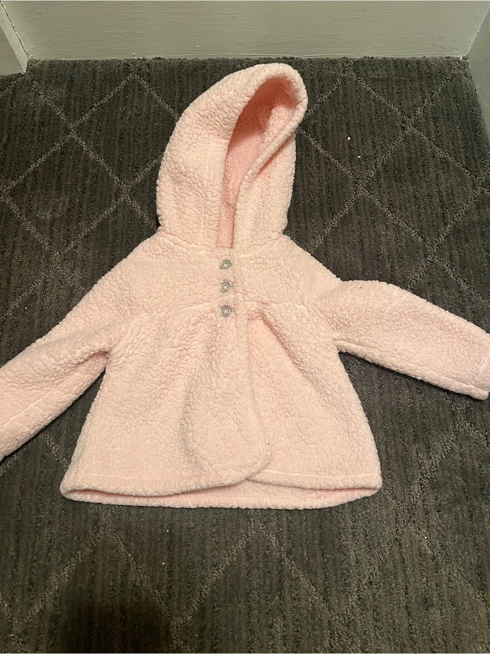 Carter's Baby Girl Plush Hooded Sherpa Jacket - Pale Pink Size 12M